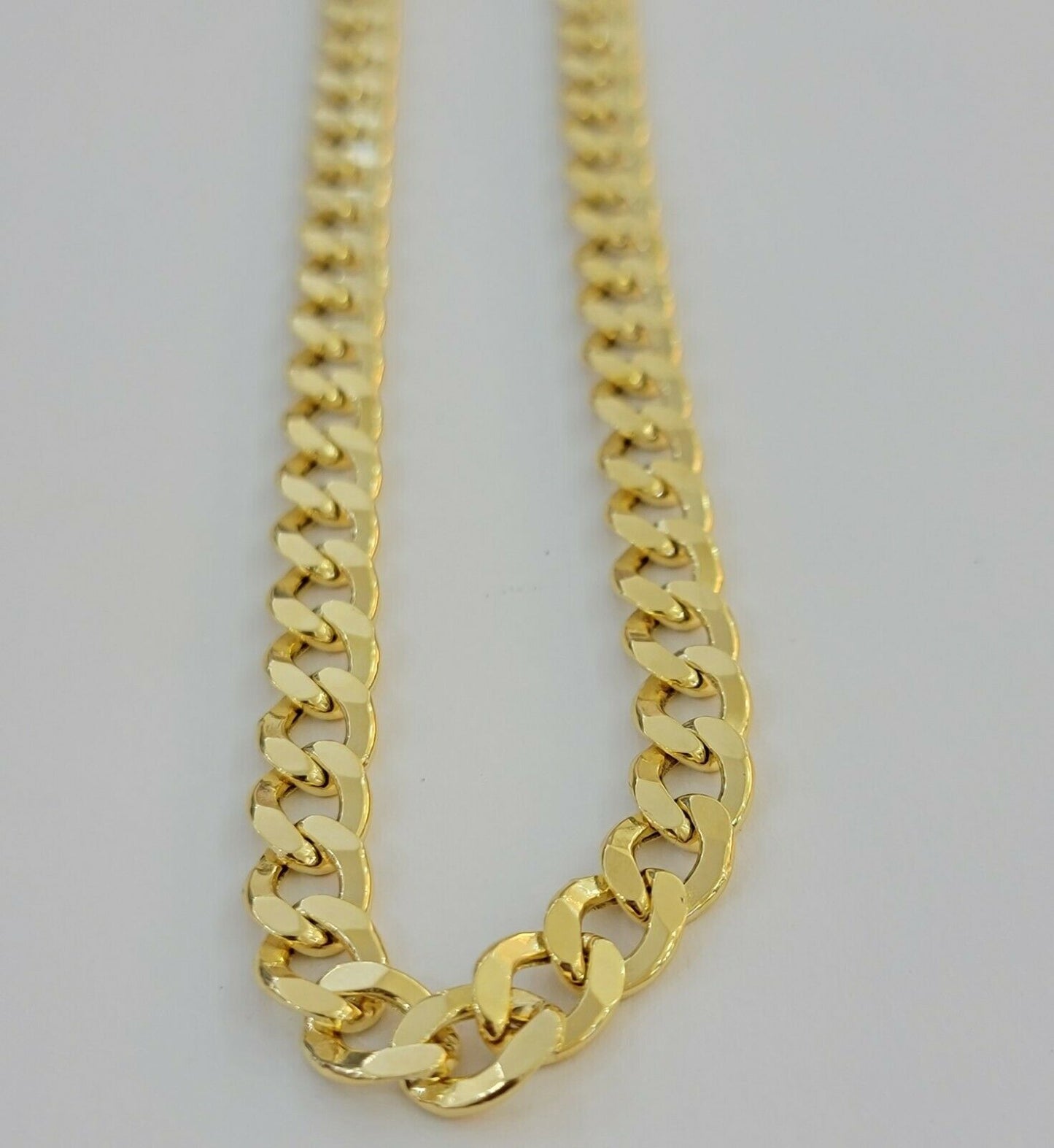 10kt Yellow Gold Chain 8mm Cuban Curb Link Necklace 26"Inch Strong Link REAL 10k