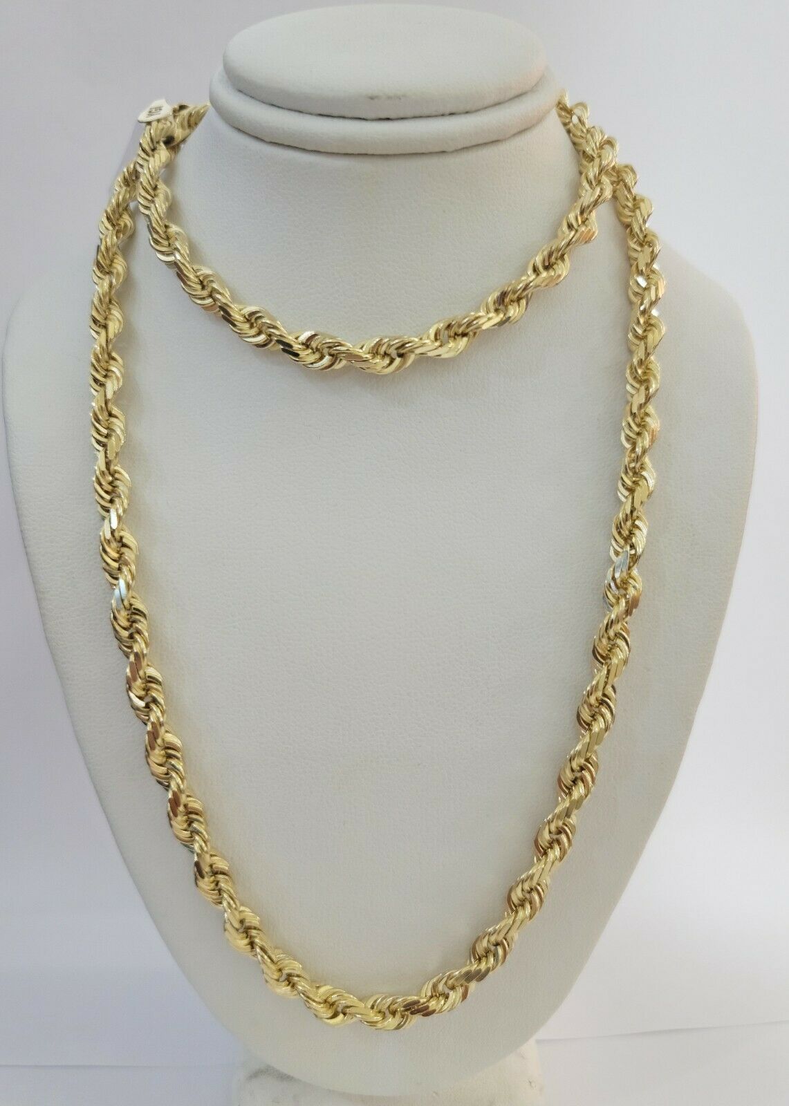 Solid 10k Yellow Gold Rope Chain Pendant Necklace 4mm-10mm Diamond Cut 18"-30"