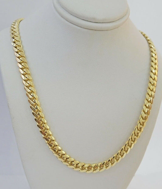 Solid 10k Gold Miami Cuban Link Necklace 20" 7mm Chain REAL 10 KT Men Women