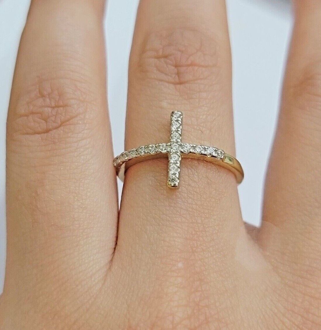 Ladies Ring 10k Yellow Gold Cross REAL 10KT Unique Casual Band LIMITED TIME SALE