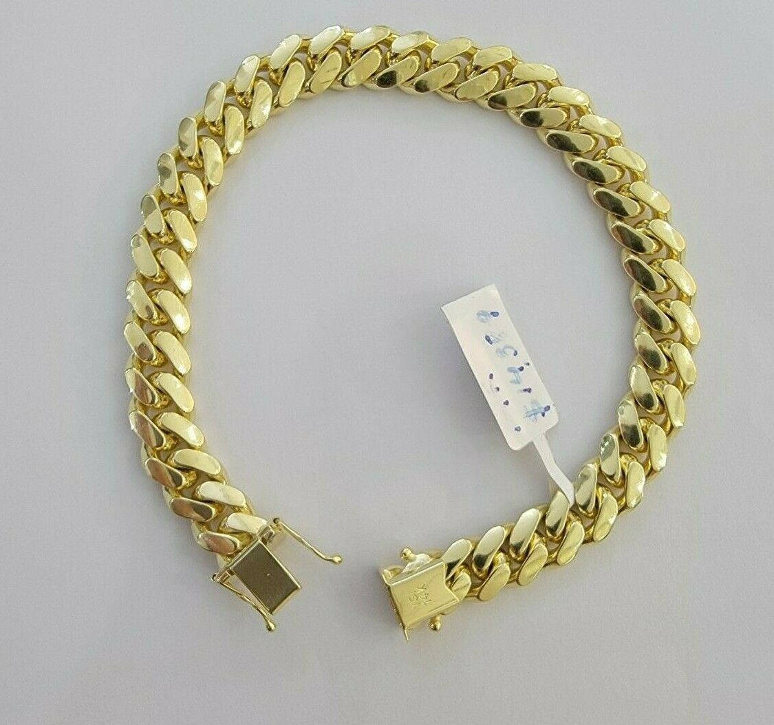 REAL 14k Gold Bracelet Miami Cuban Link SOLID 14kt Yellow Gold 8.5mm  7.5" Men's