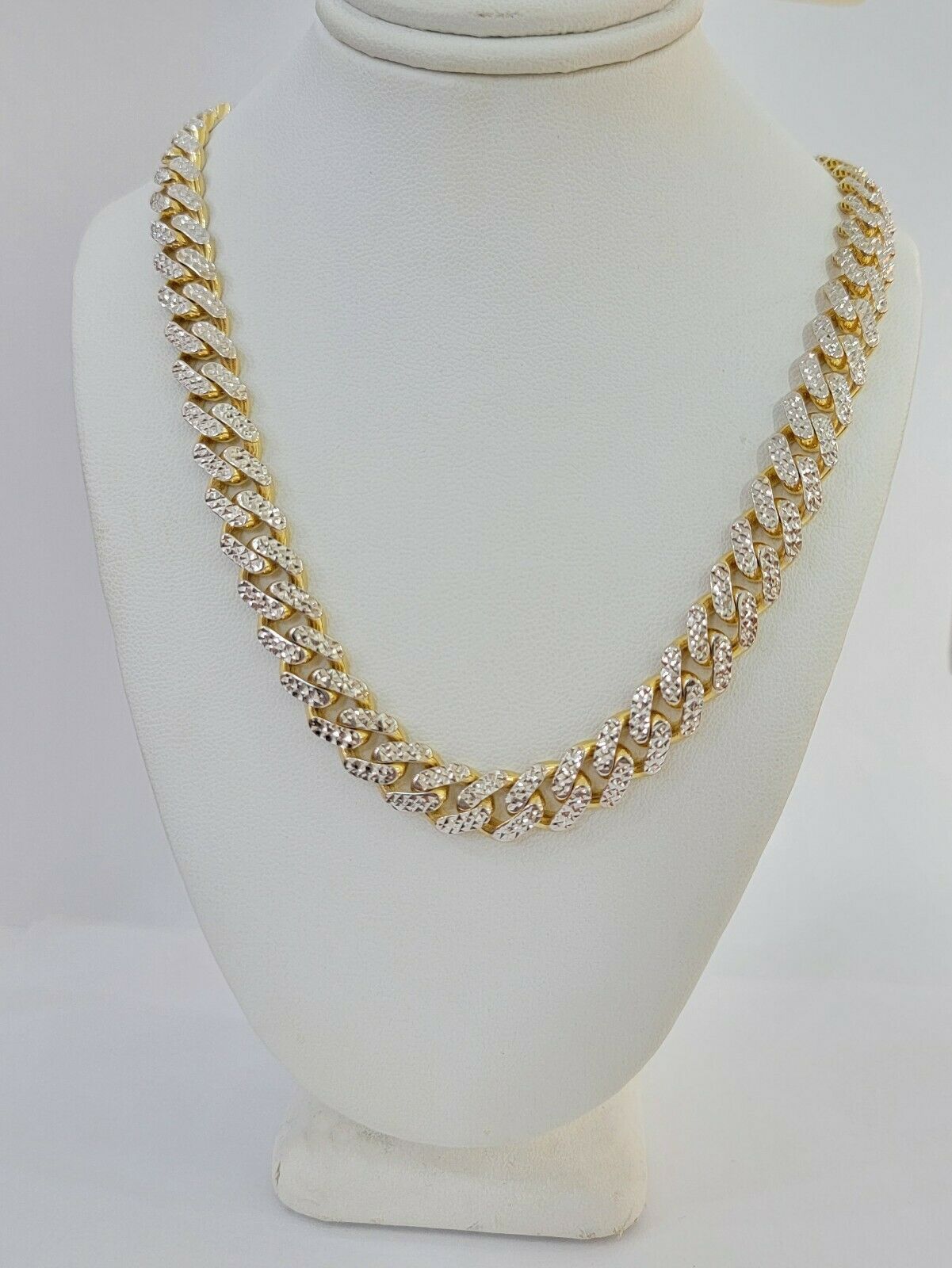 10k Gold Monaco Chain Necklace 9mm 24" Two-tone Diamond Cut REAL 10kt Gold SALE