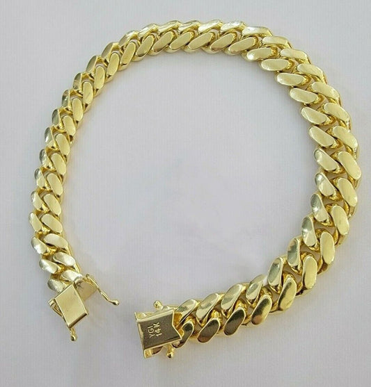 REAL 14k Gold Bracelet Miami Cuban Link SOLID 14kt Yellow Gold 8.5mm 8" Men's