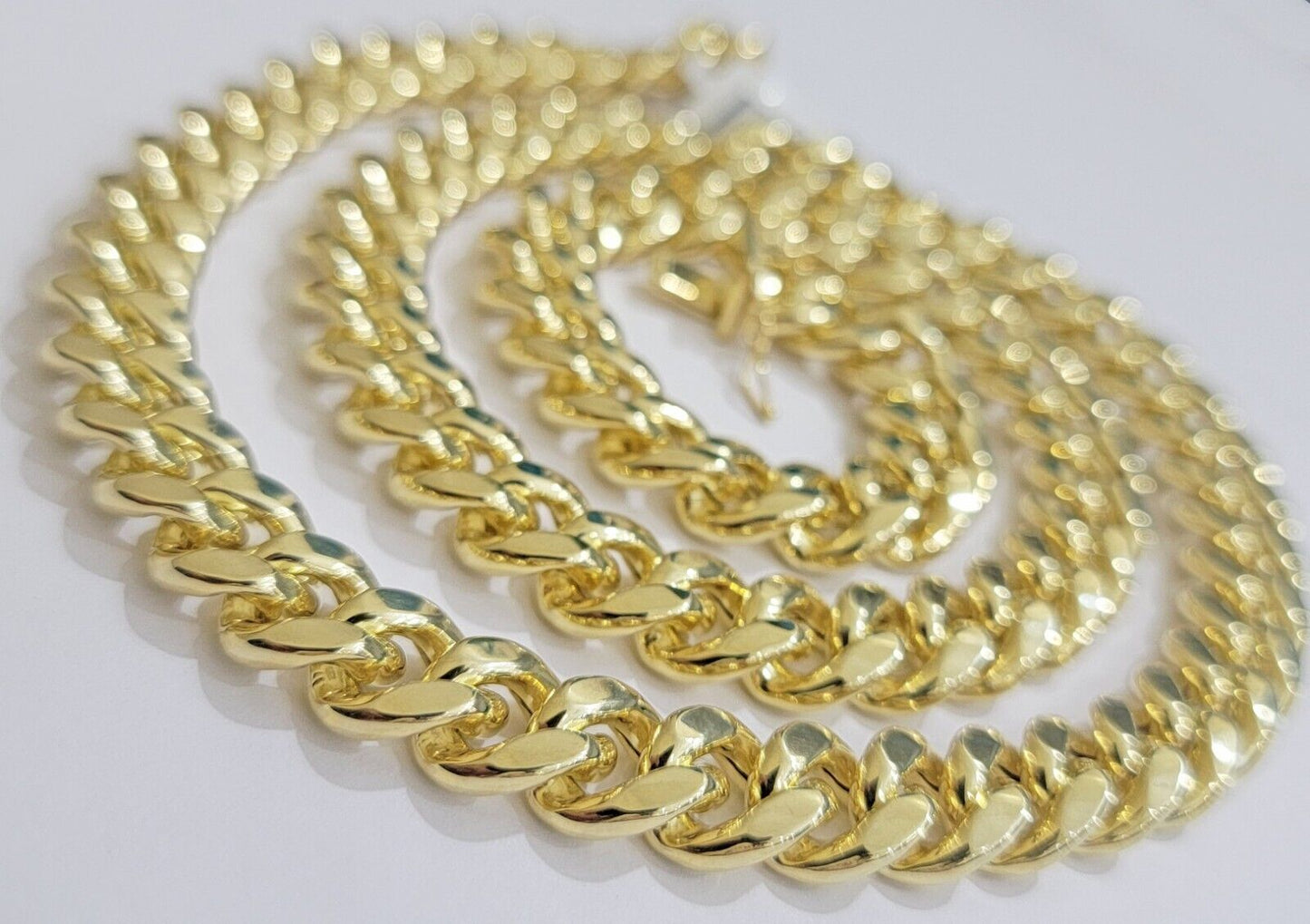 12mm Cuban Link Chain 10k Yellow Gold Mens Necklace 26" Box Clasp Real 10KT SALE