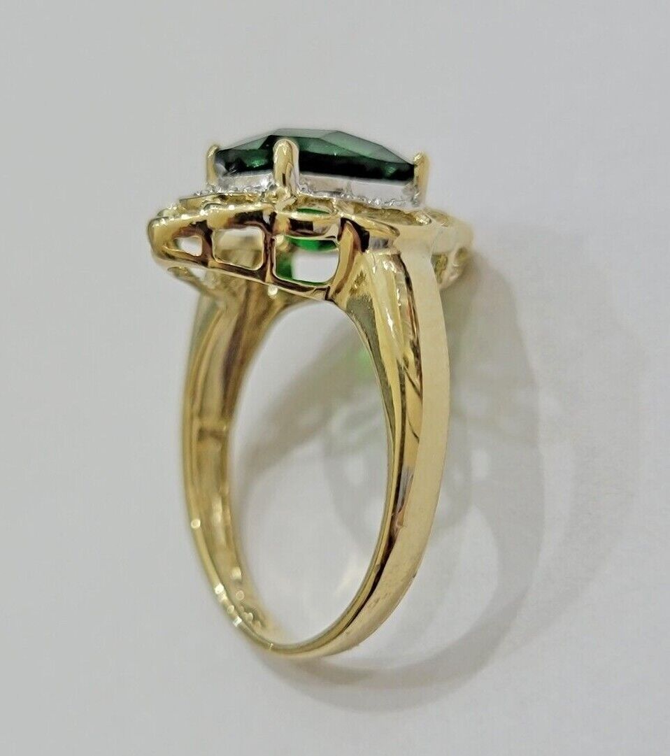 10k Yellow Gold Ladies Green Ring Women's Casual Band SALE Real 10kt Brand New