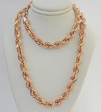 10k Rope Chain Solid Rose Gold Necklace 22 inch 7mm Diamond Cut Mens Heavy REAL