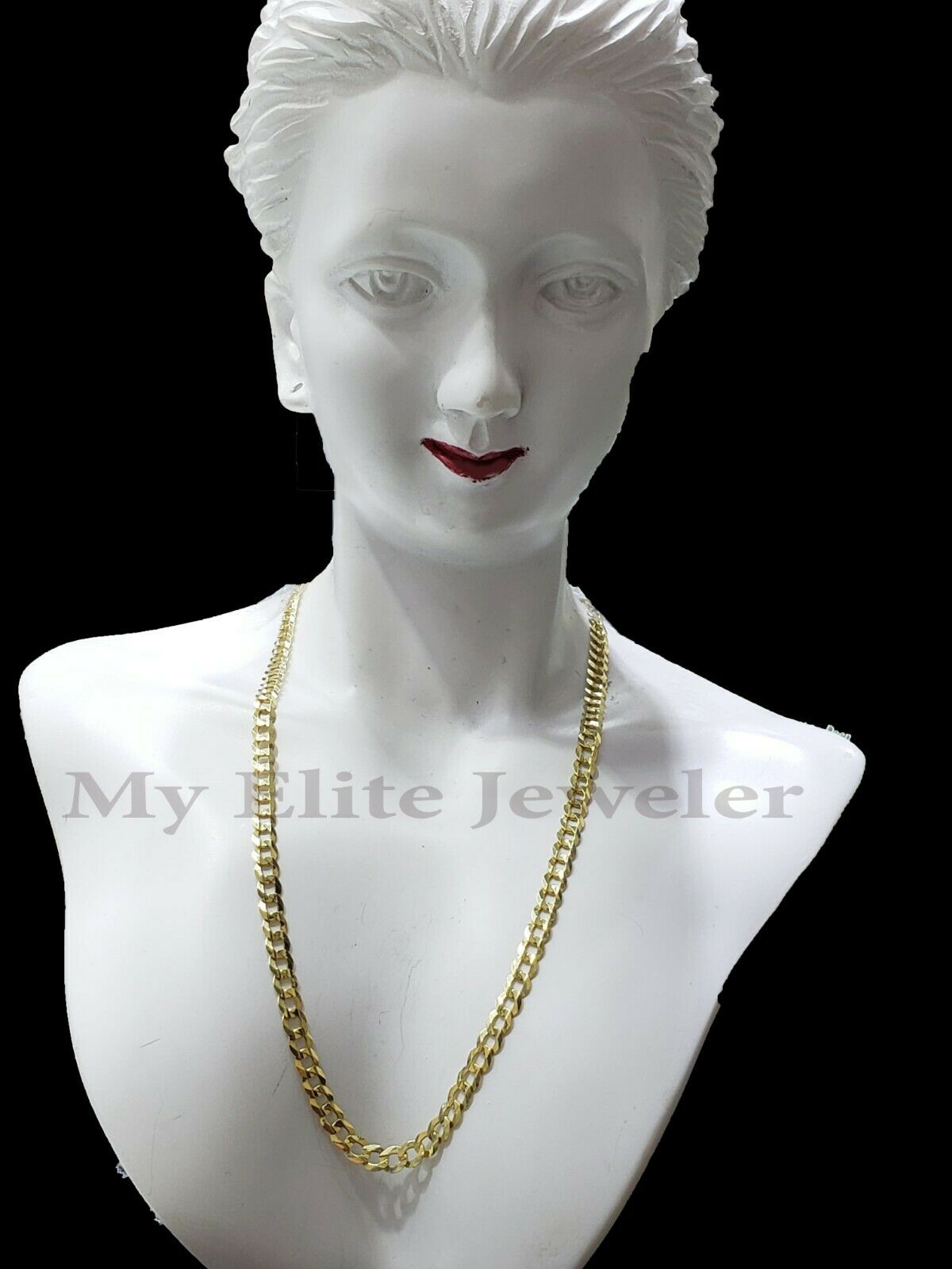 Solid 14k Yellow Gold Ladies Necklace 18 Inch Cuban Curb Link Chain 3.5 MM Women