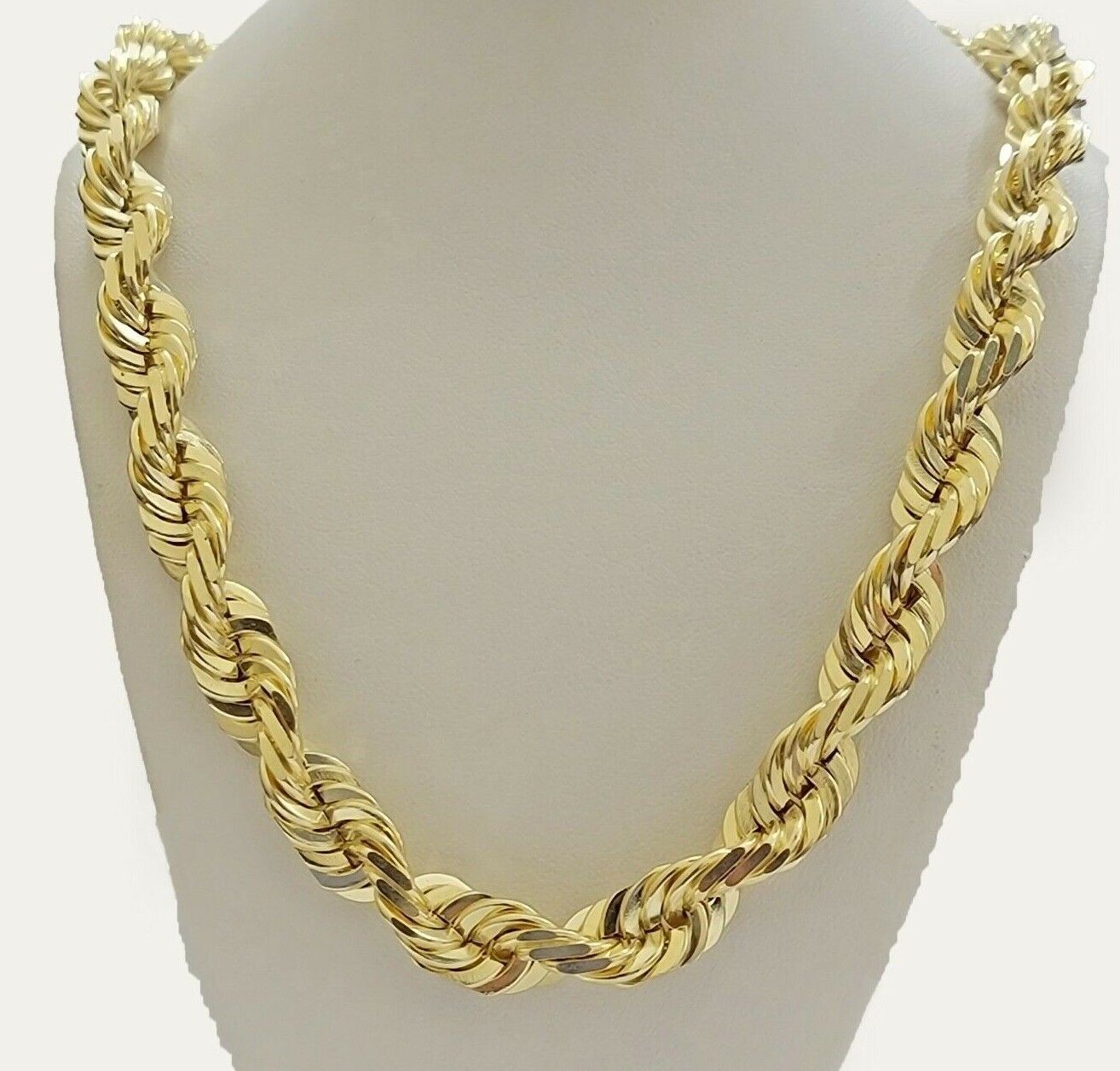 Real 10k Gold Rope Chain Necklace 24Inch 10mm Diamond Cut Men STRONG HEAVY SOLID