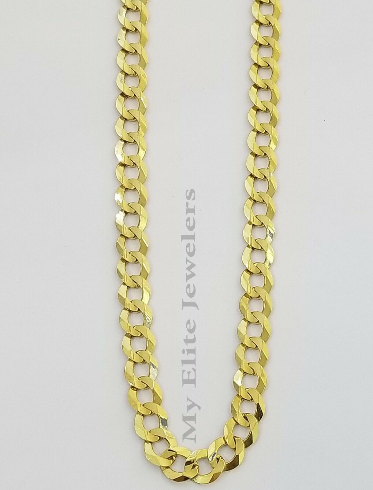 Solid 14K Yellow Gold Necklace Bracelet 3mm-10mm Curb Chain Cuban Link  7"- 30"