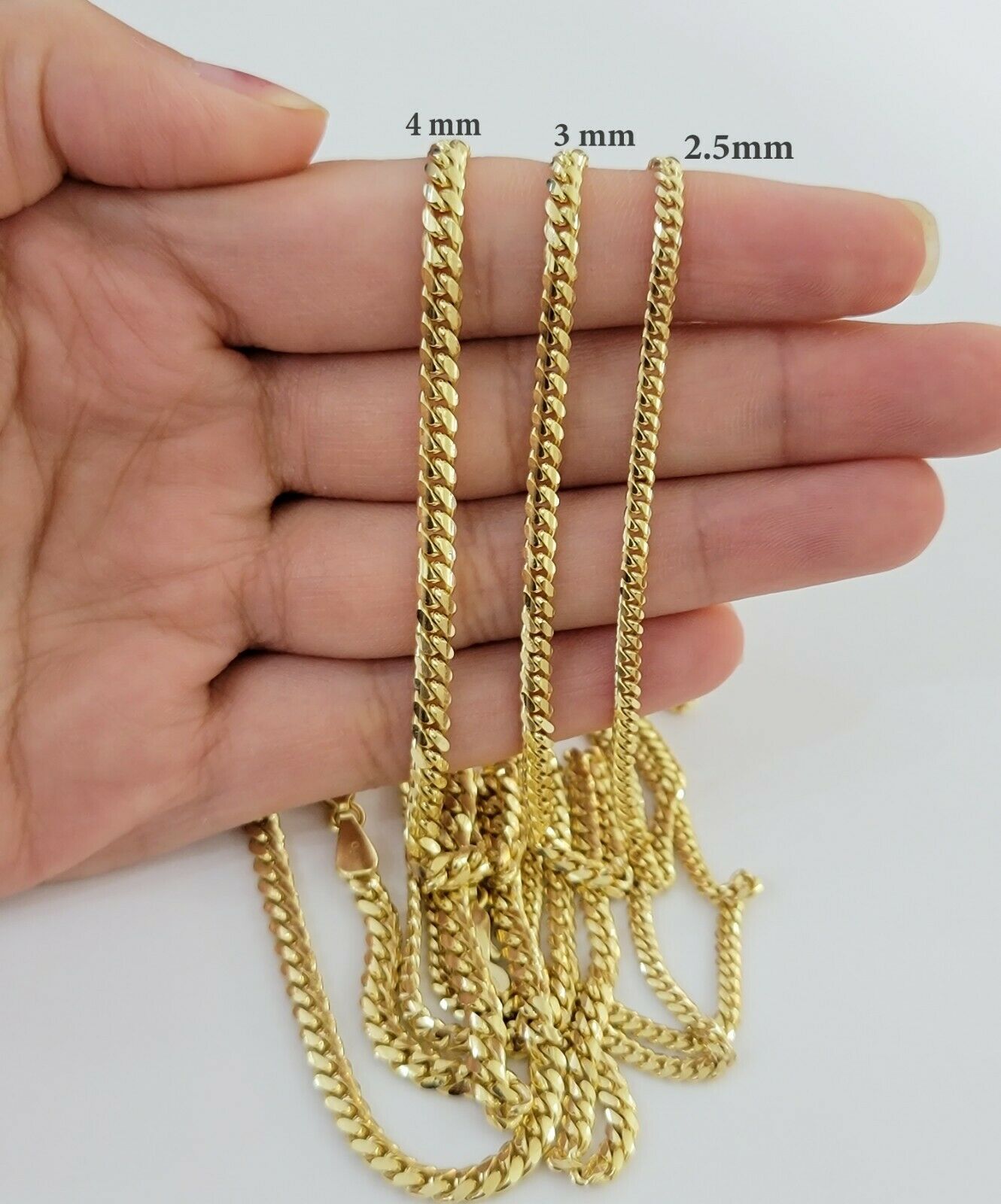 SOLID 10K Yellow Gold Chain Miami Cuban Necklace Men Women 18"-24" 2.5mm 3mm 4mm