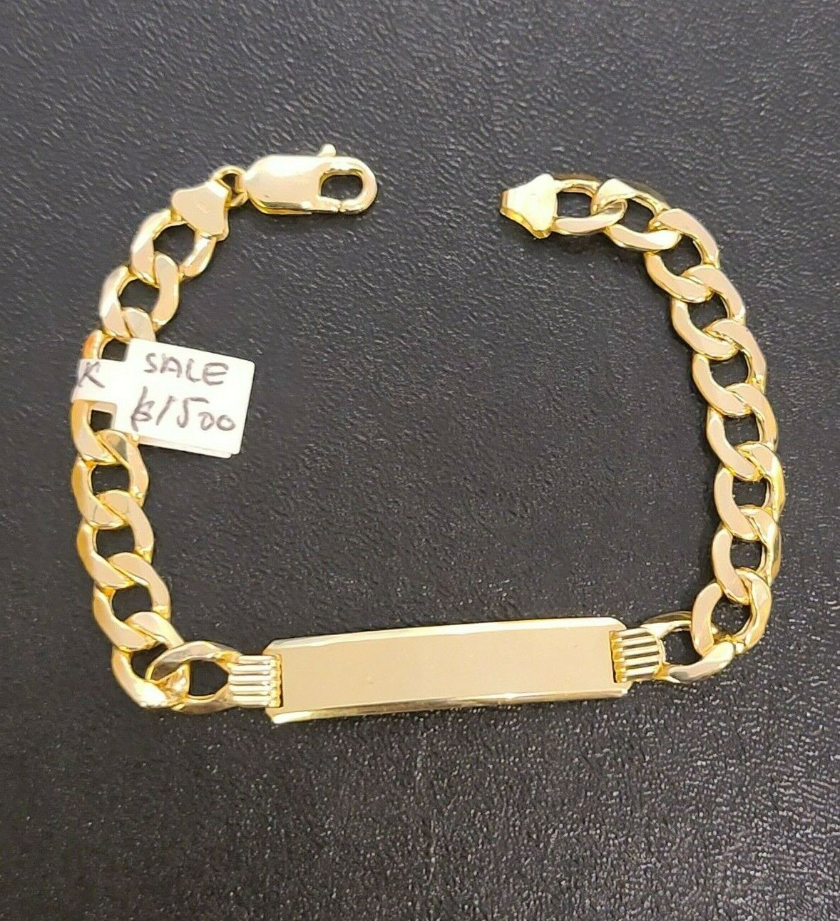 Mens 10K Gold Cuban Link Bracelet ID 8mm 8"  Lobster Lock REAL 10KT , Engraving