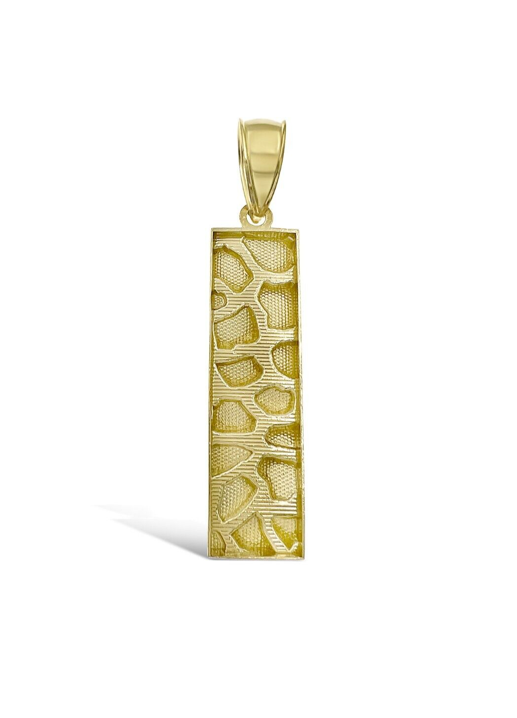 10k Yellow Gold Charm Nugget Bar Mens Pendant REAL 10KT