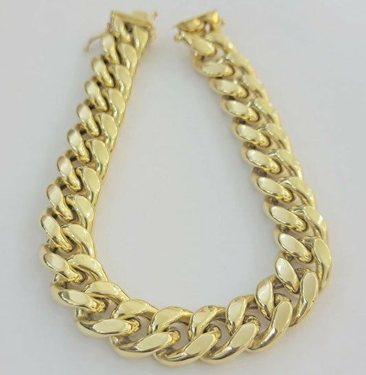 Mens REAL 10k Gold Miami Cuban Bracelet 9" 13mm 10 kt Yellow Gold Strong Links