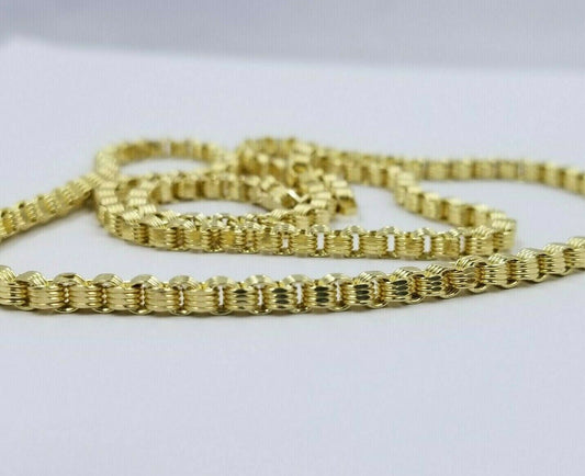 10k Gold Mens Necklace Byzantine Chain 24 Inch Lobster 4mm Male Yellow Gold REAL