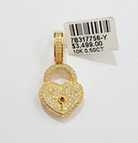 Diamond Key charm pendant Real 10k gold 1/2 Natural Diamonds For Men Women, REAL