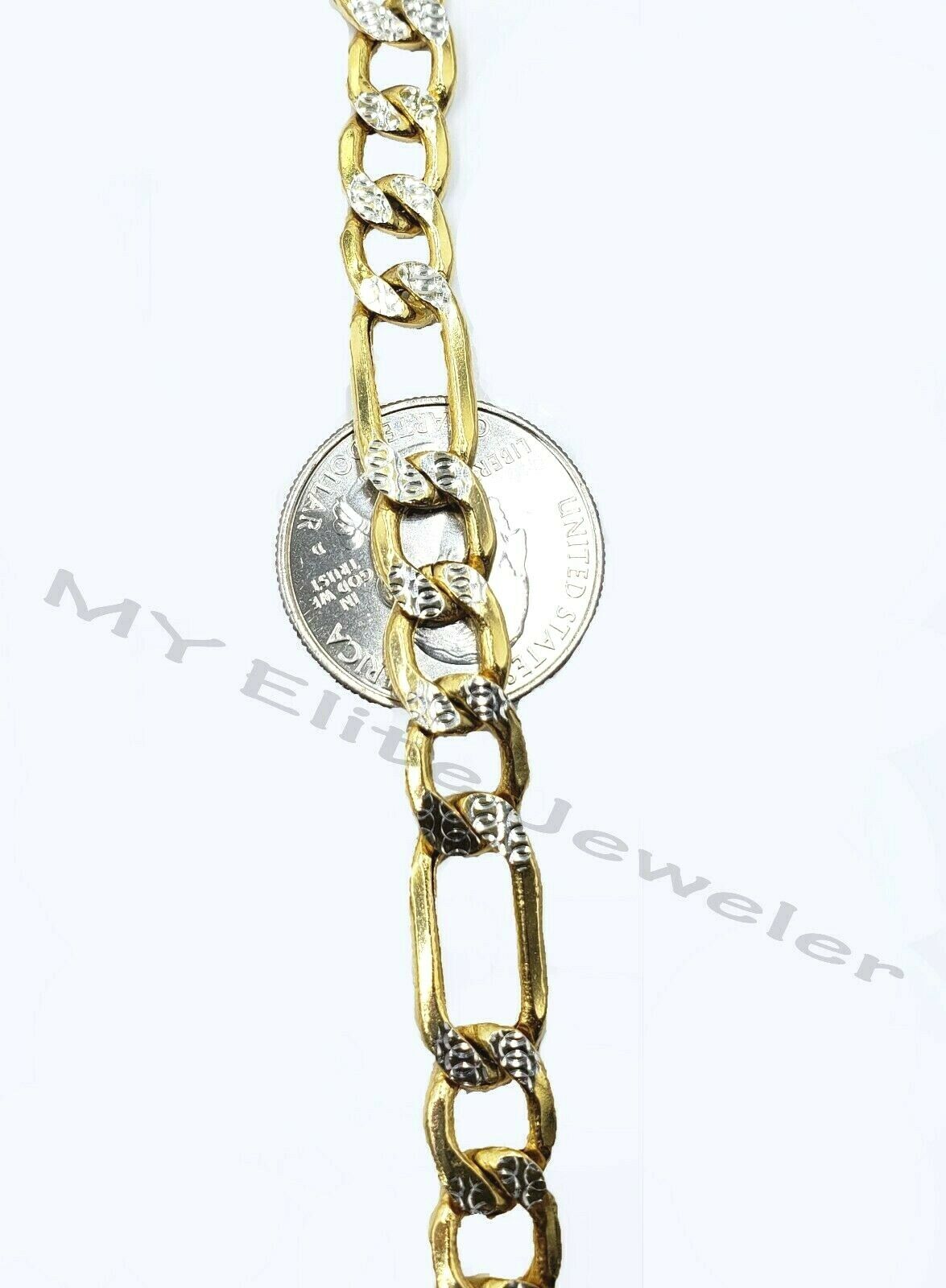 10k Yellow Gold Figaro Link Bracelet 7.5
