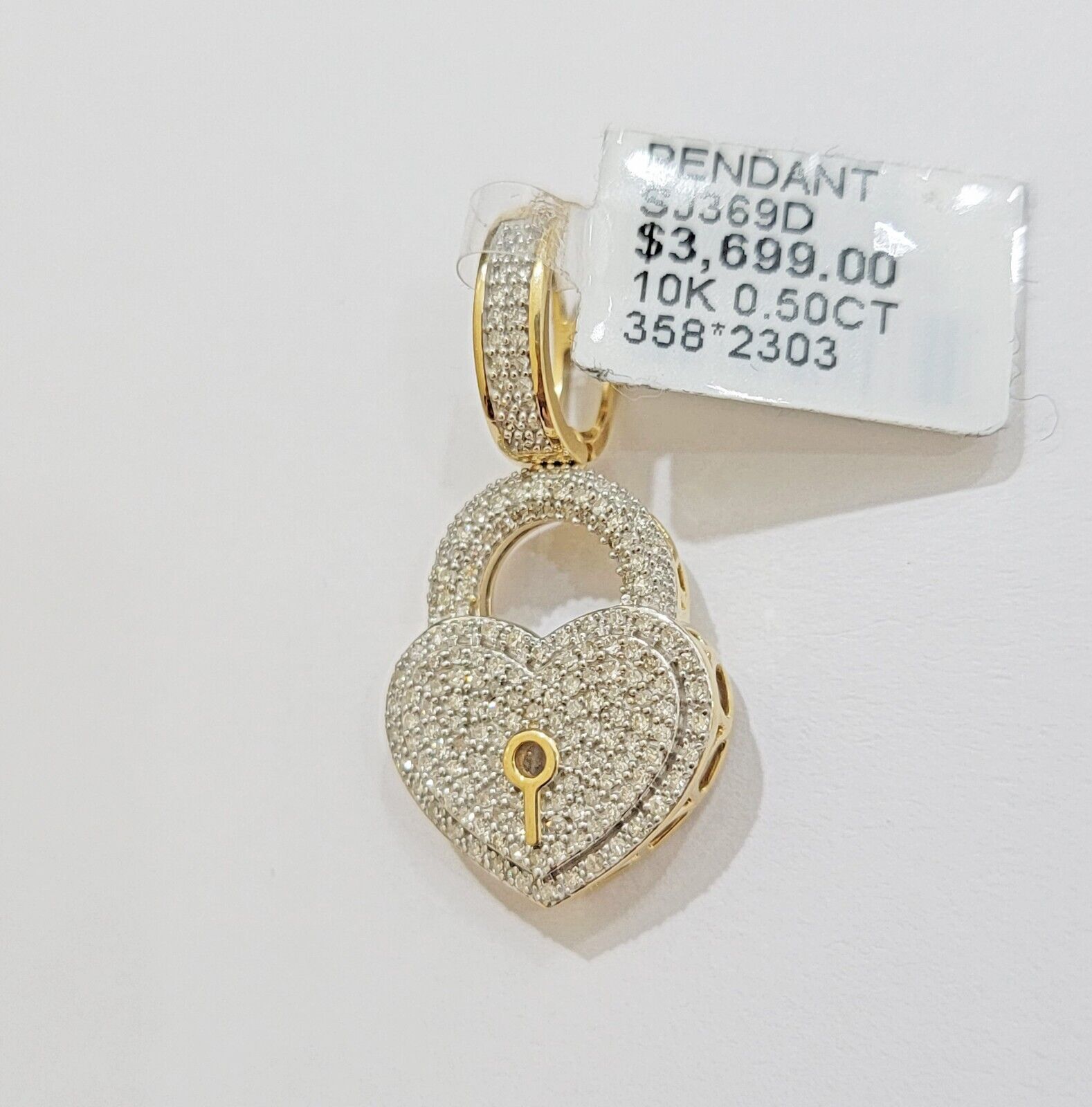 Diamond Heart Key charm pendant 10k gold 1/2 Natural Diamonds For Men Women,REAL