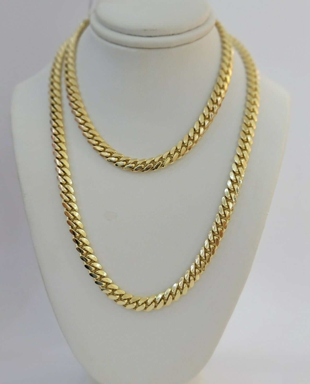 REAL 14k Gold Chain Solid Link 24" 6mm Miami Cuban Necklace14kt Yellow Gold Mens