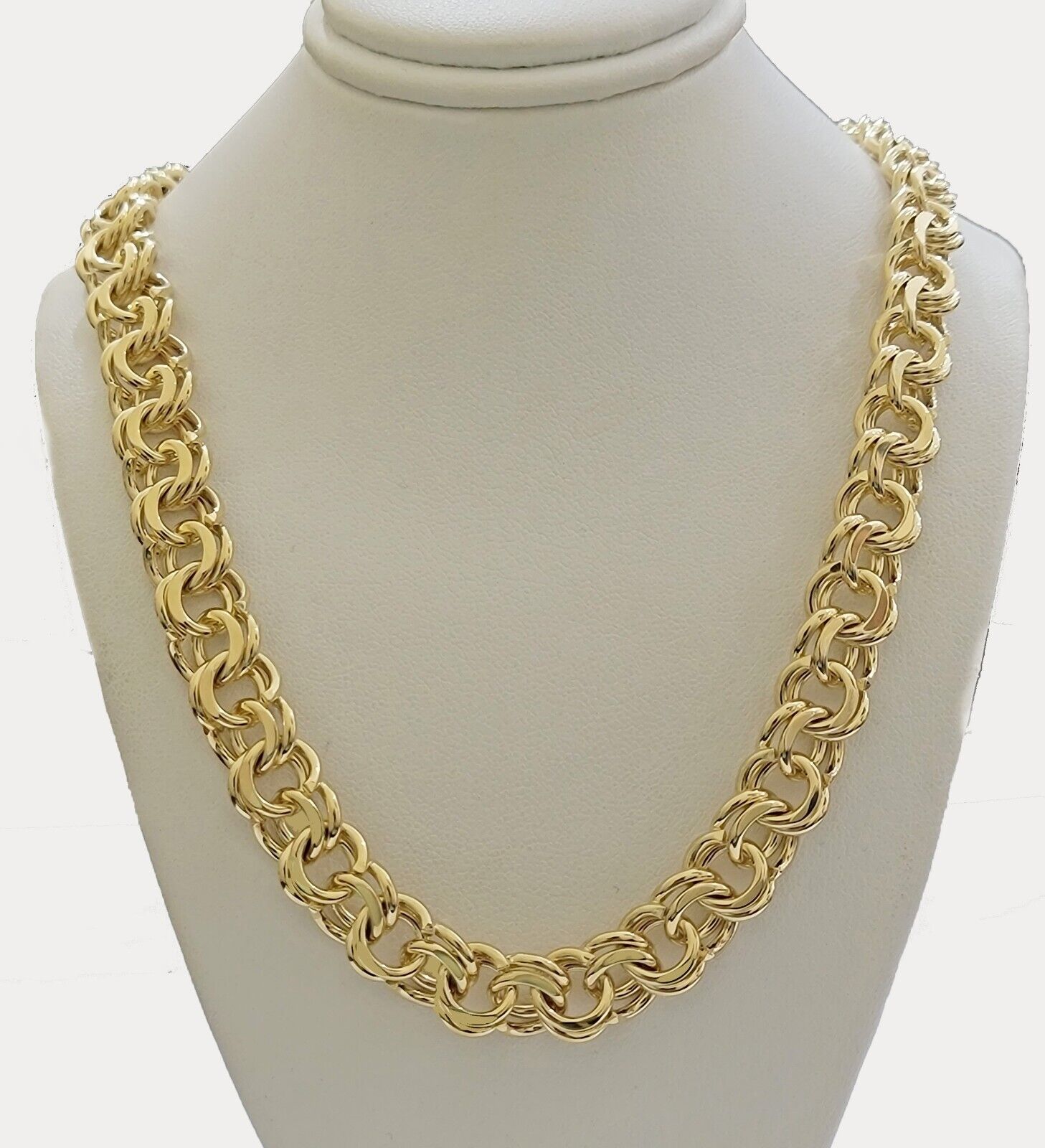 10k Yellow Gold Chino Chain Solid Link Necklace 11mm 22