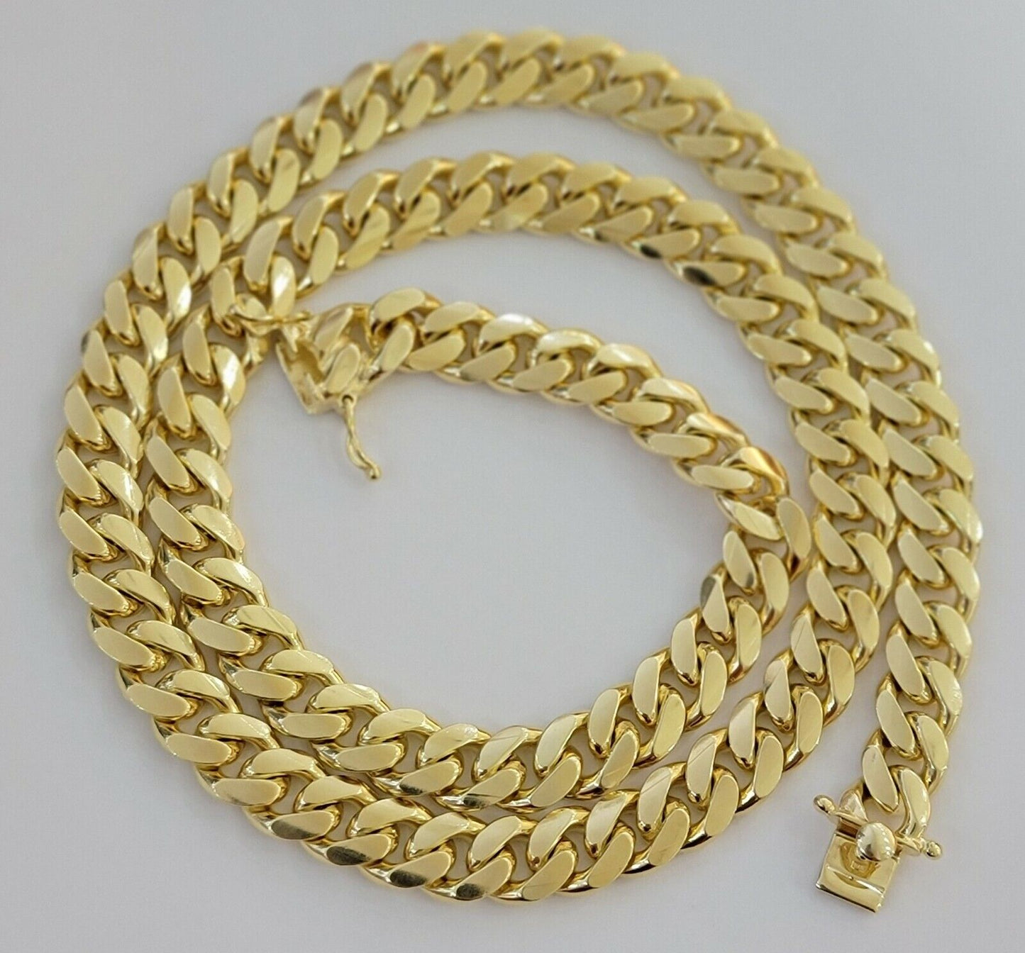 Solid 10k Gold Chain Cuban Link Necklace 10mm 24" Inch Men's Box Lock REAL 10kt