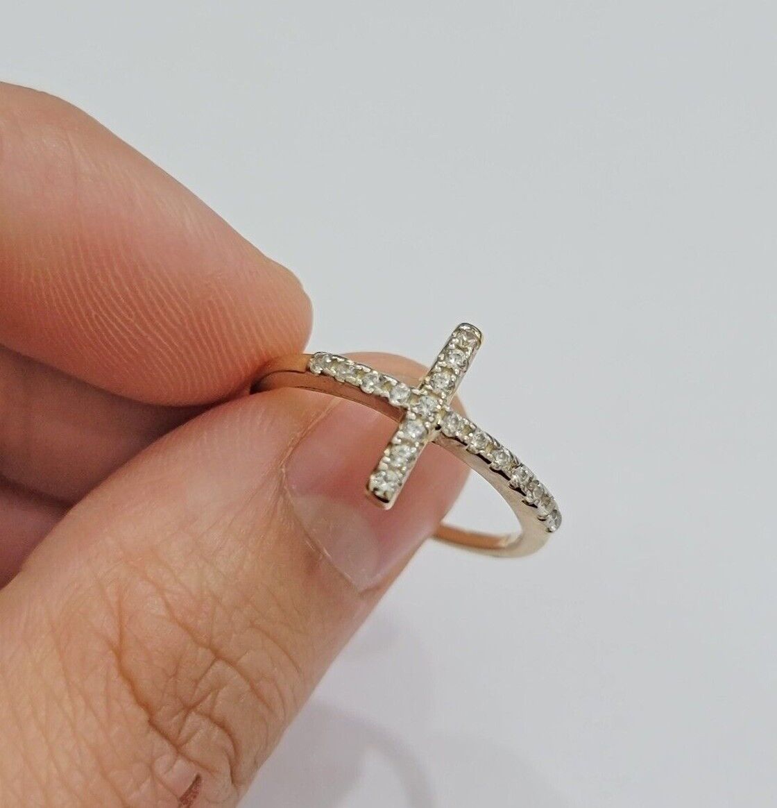 Ladies Ring 10k Yellow Gold Cross REAL 10KT Unique Casual Band LIMITED TIME SALE