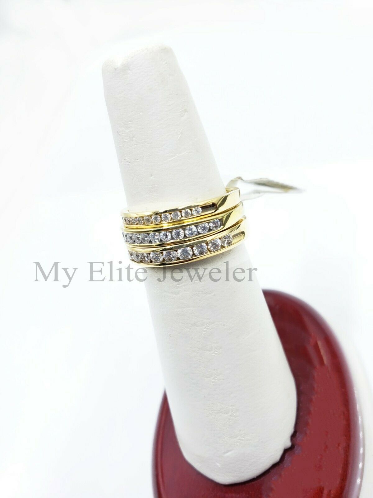 REAL 14kt Gold Diamonds Mens Band Ring Genuine Diam anillo de oro con diamantes