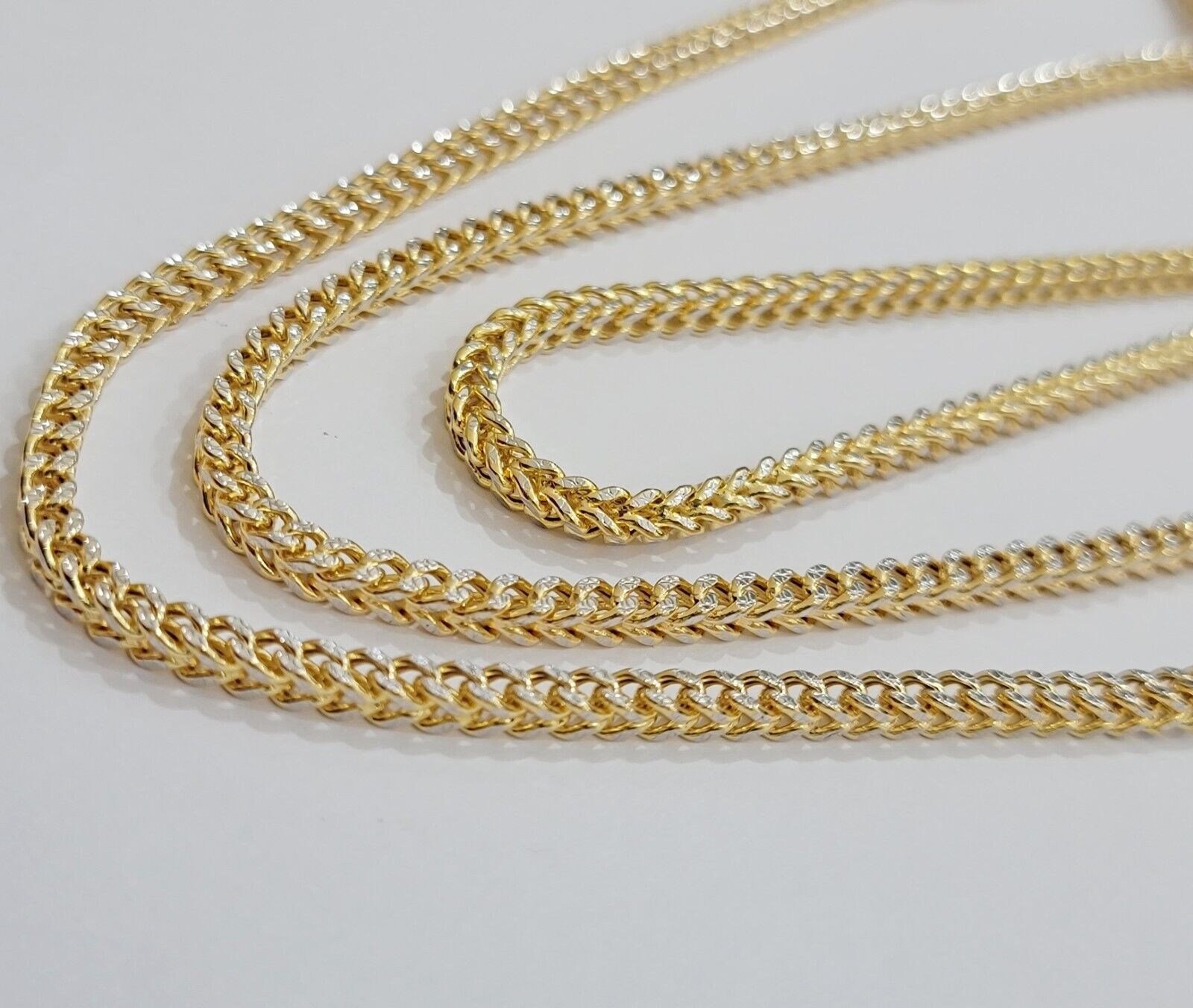 Real 14k Gold Chain Franco 3.5mm Necklace Diamond Cut 18" Short 14kt Yellow Gold