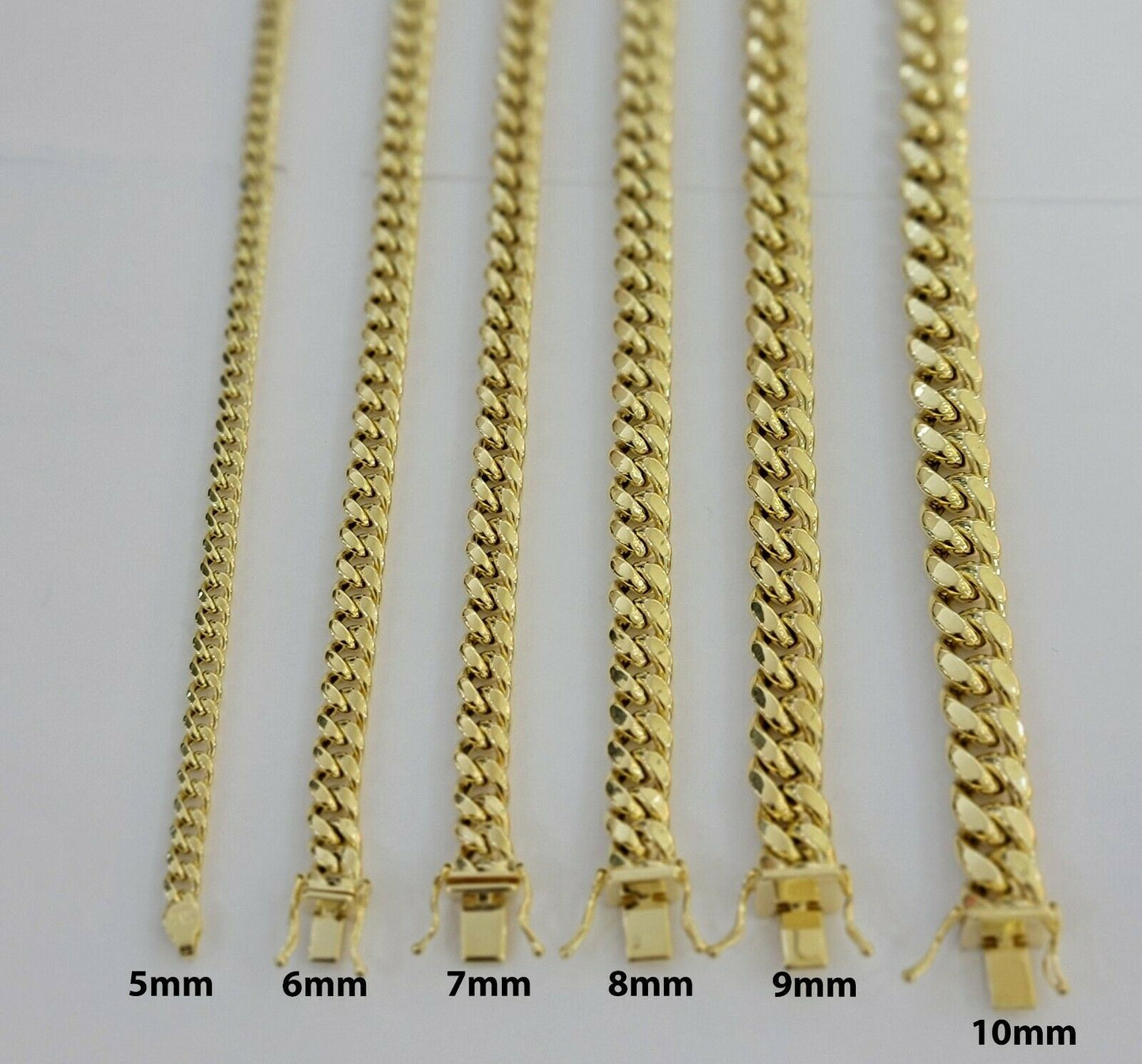 Real 14k Yellow Gold chain Miami Cuban Link Necklace 6mm-9mm 8"-30" Inch ,Strong