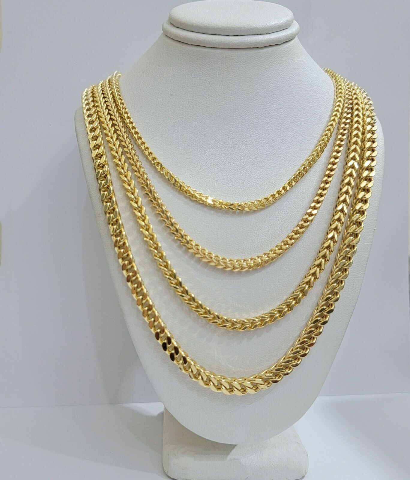 Real 10k Gold Franco Necklace Box Chain 20"-28" Inch 3mm-5mm 10kt Yellow Gold