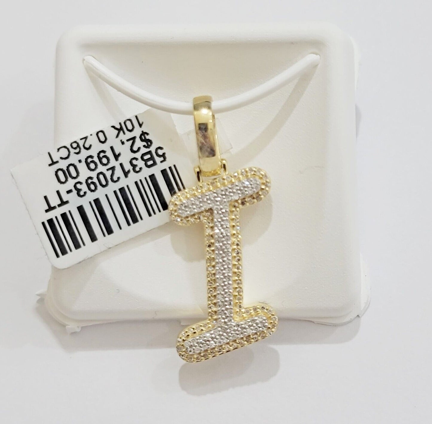 10k Gold Pendant Natural Diamond Initial Charm A-Z Alphabet 10K Yellow Gold REAL