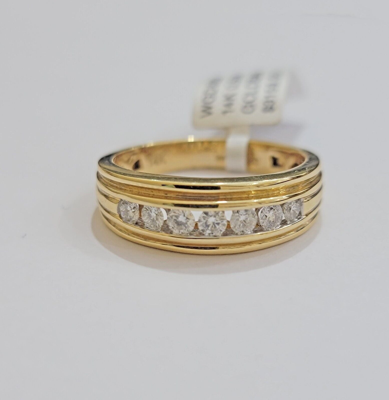 Real 14k Yellow Diamond Ring Mens Band 1/2Ct Round Cut Wedding Engagement Size10