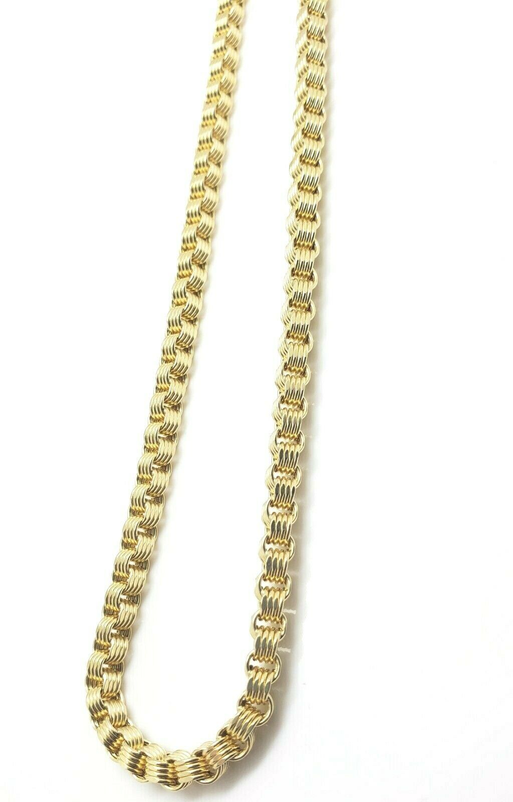10k Gold Mens Necklace Byzantine Chain 24 Inch Lobster 4mm Male Yellow Gold REAL