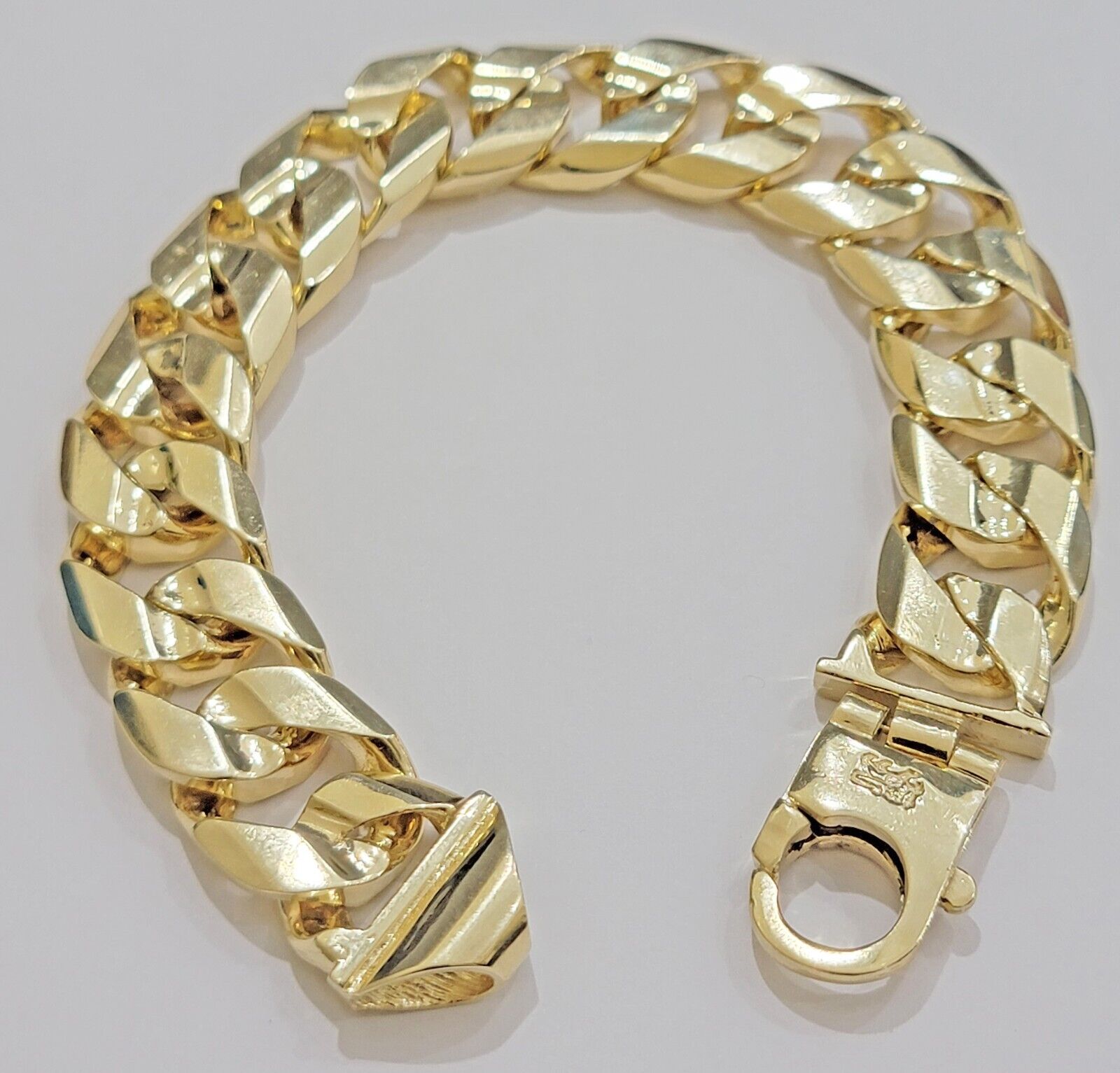 Real 10k Gold Bracelet 20mm Miami Cuban Curb Link Mariner Anchor Men SOLID 9Inch