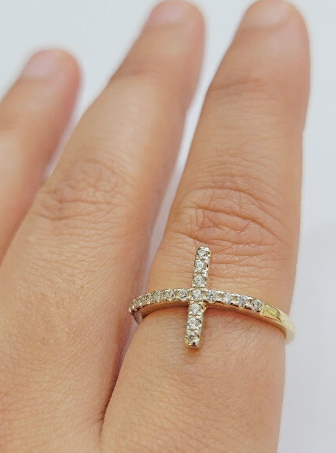 Ladies Ring 10k Yellow Gold Cross REAL 10KT Unique Casual Band LIMITED TIME SALE