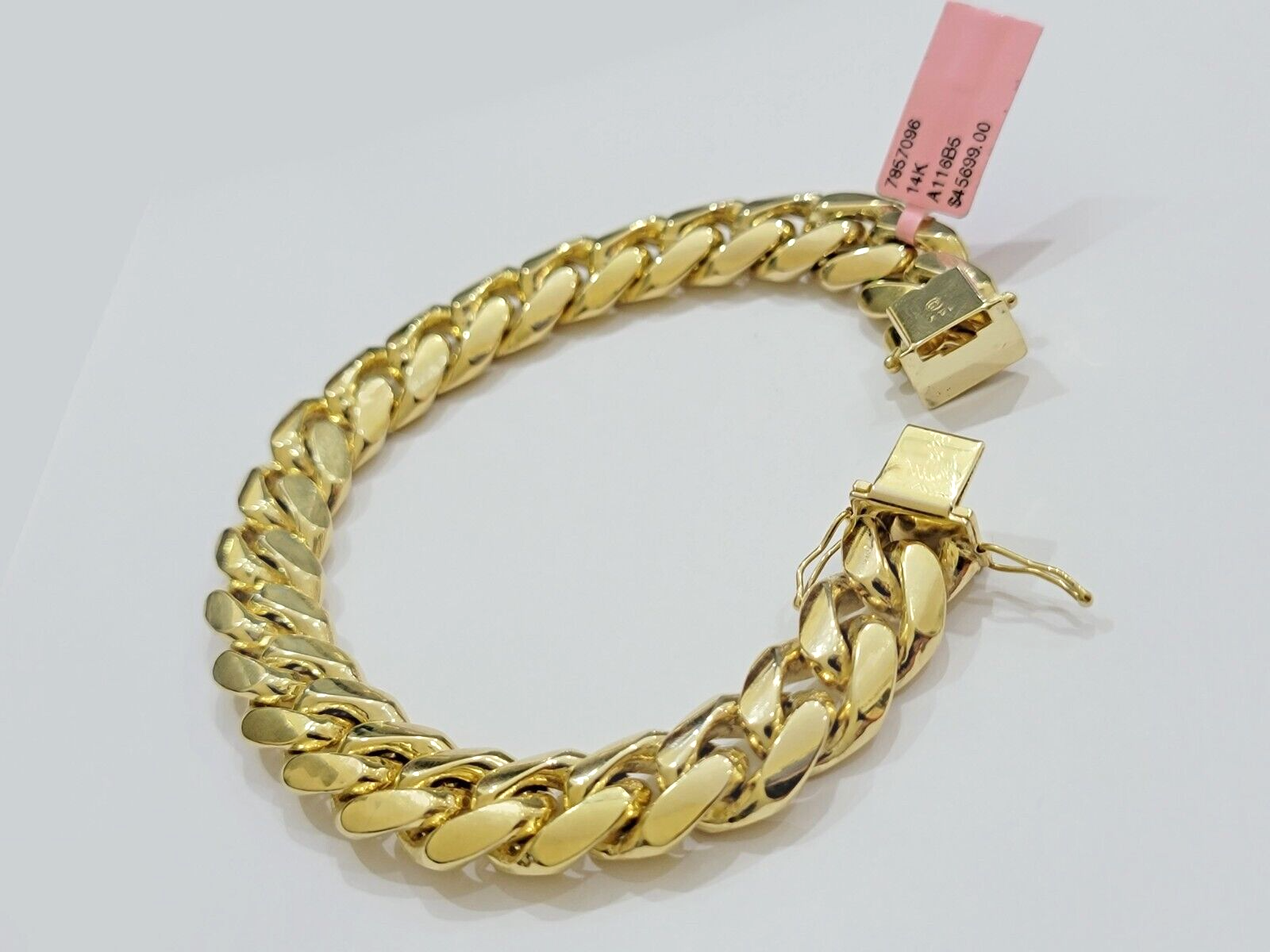 13mm Solid 14k Yellow Gold bracelet Miami Cuban Link 8 Inch Mens REAL 14kt HEAVY
