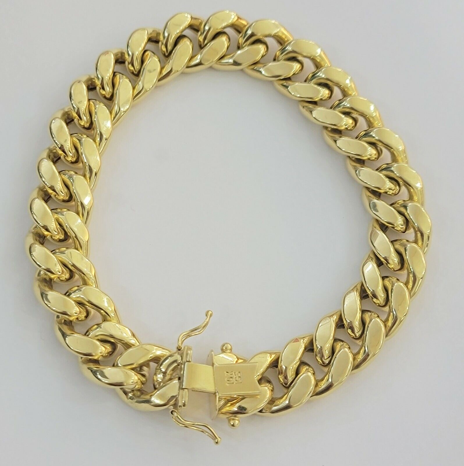 Real 10k Yellow Gold Bracelet 13mm 8 Inch Miami Cuban Link Mens 10KT Strong Link