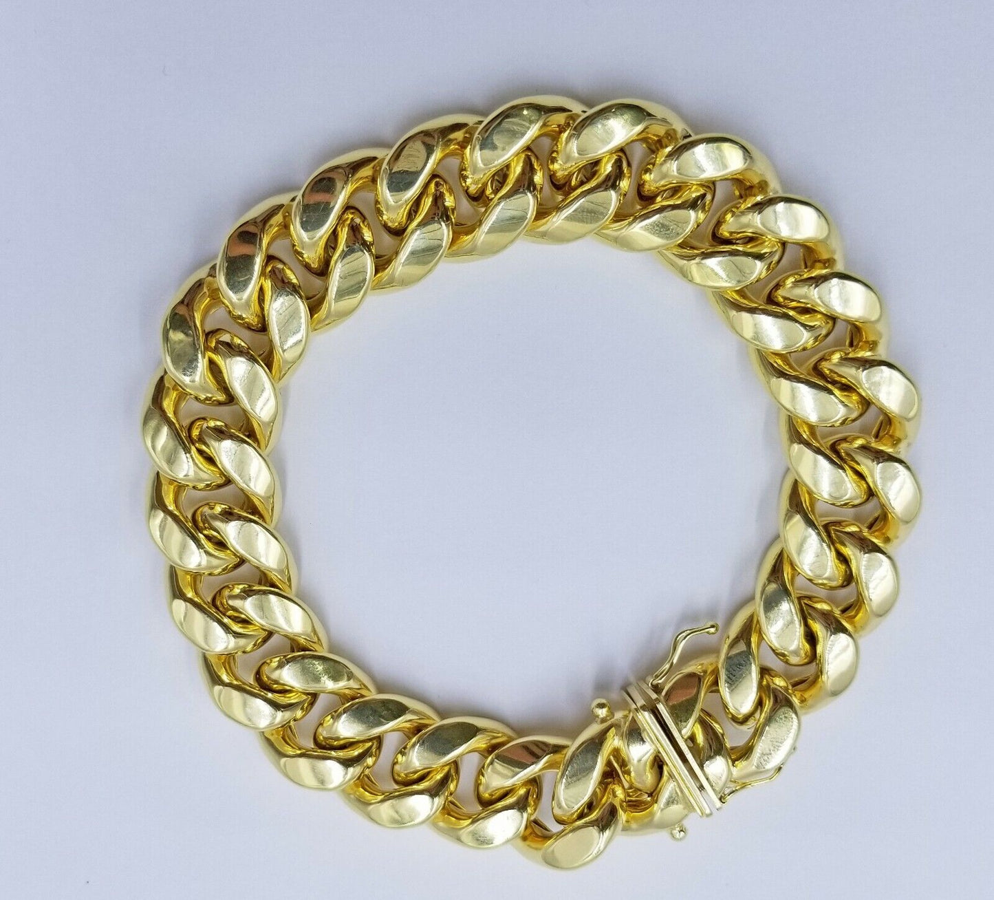 Real 10k Gold Bracelet Miami Cuban Link 8.5 Inch 15mm Box clasp Thick Strong 10k