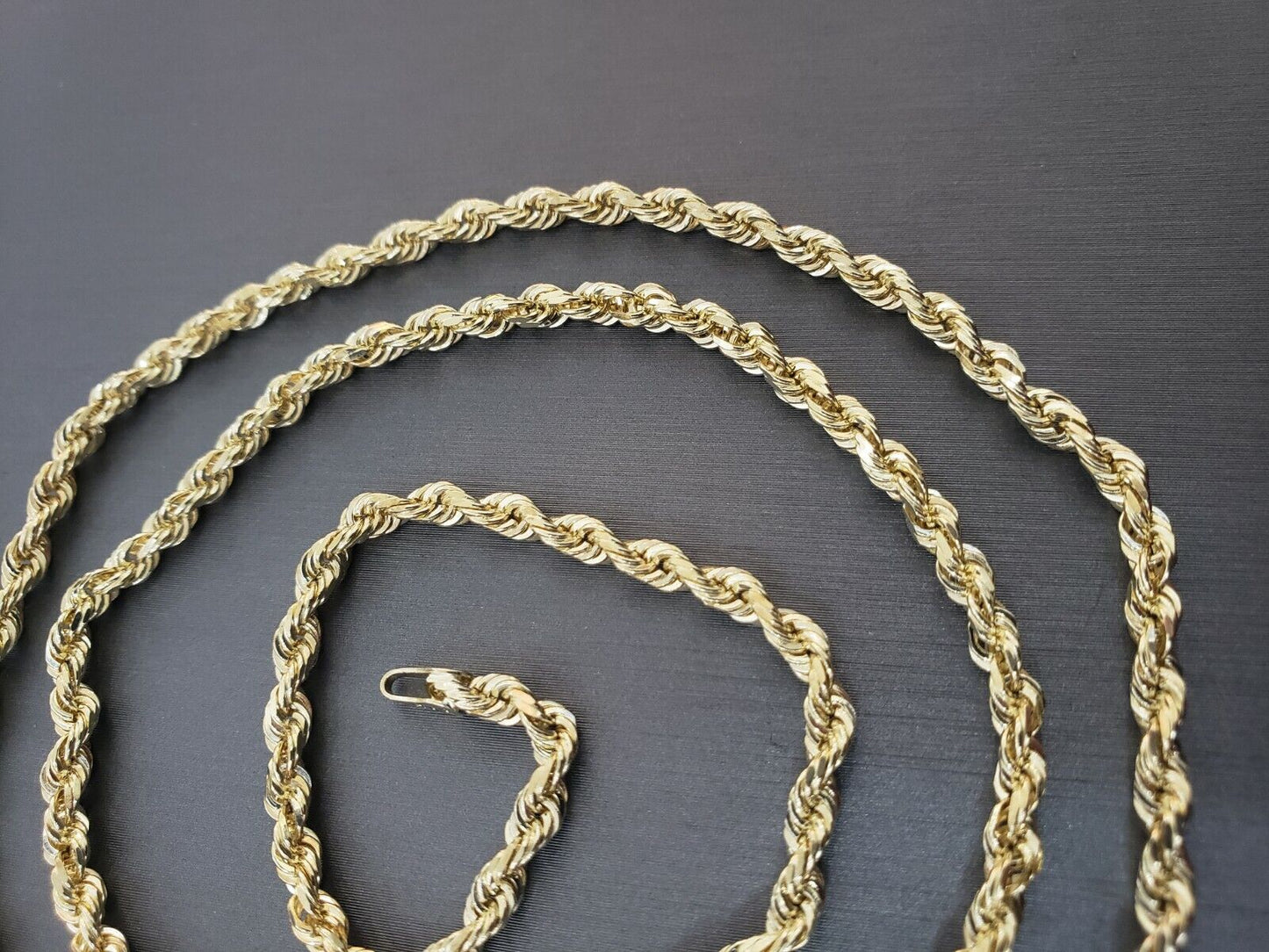 Real 14k Yellow Gold Rope Chain Necklace 28 Inch 3mm Diamond Cut Men Women SOLID