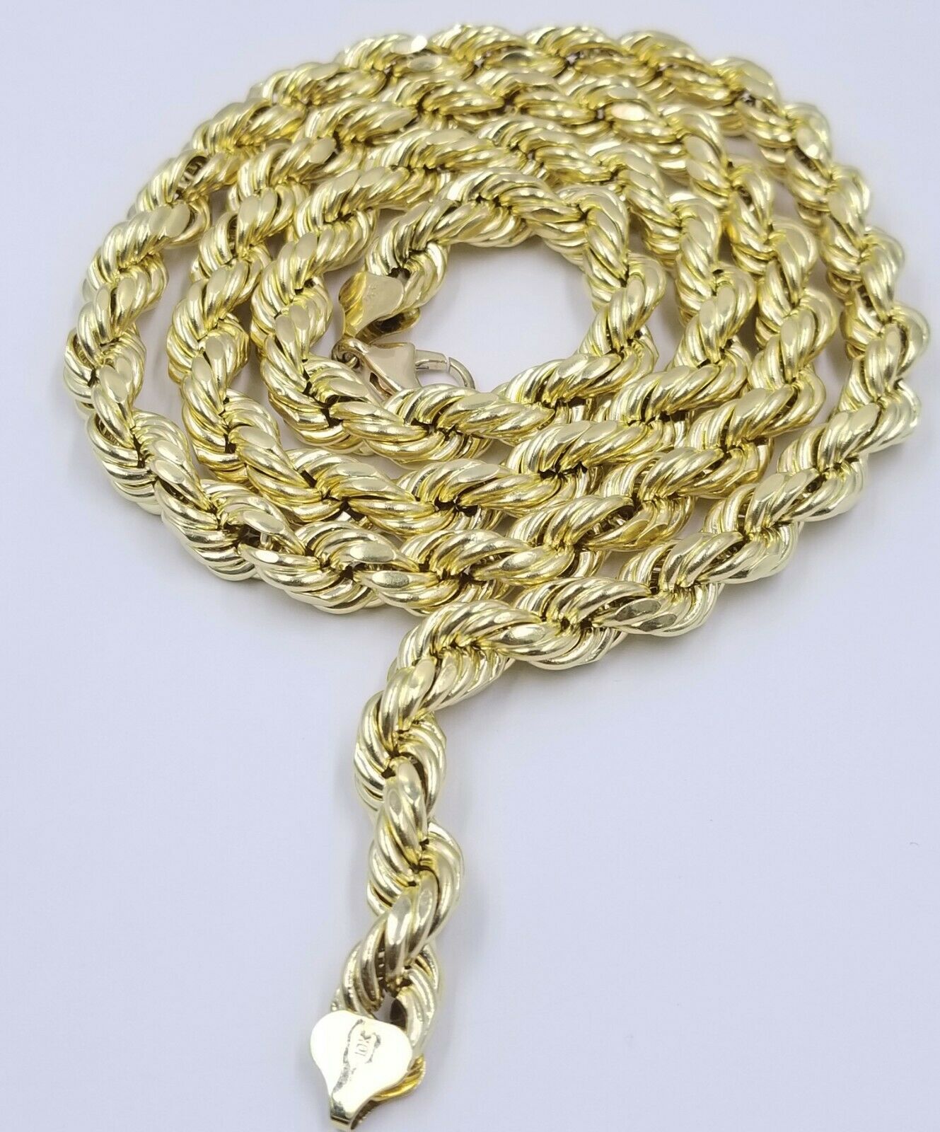 Real 10K Gold Rope Chain Mens Necklace 10mm 20-30 inch Diamond Cut Yellow Gold 24 inch