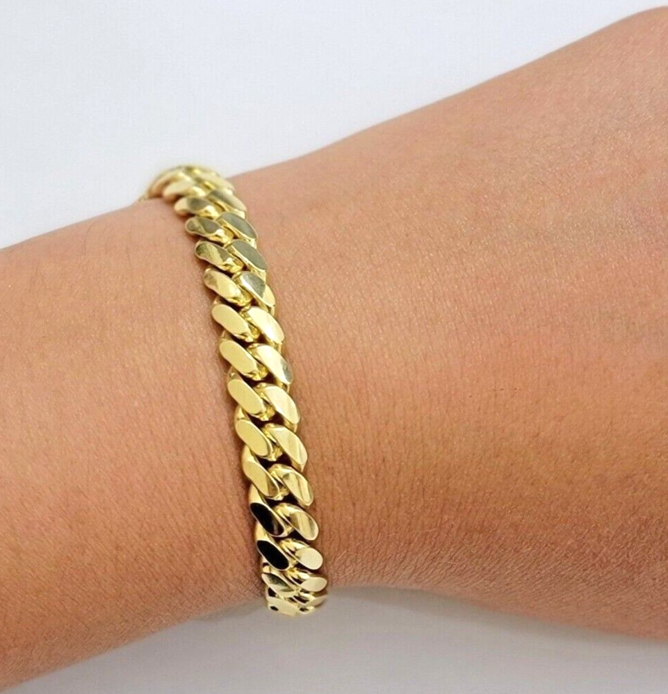 Solid 10k Gold Bracelet 9mm 8 Inch Miami Cuban Link Box Lock REAL 10KT Men Women