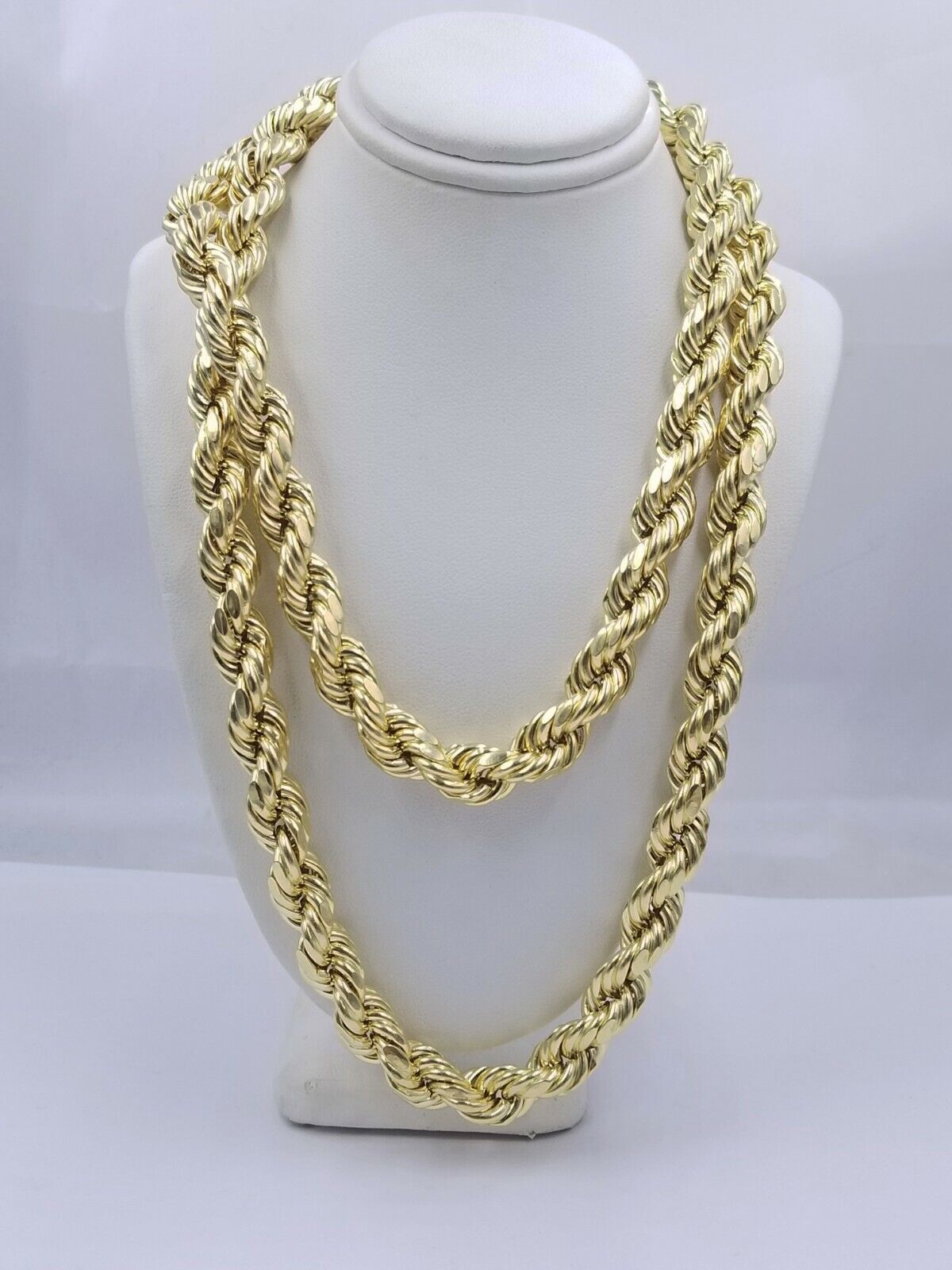 Real 10k Gold Rope Chain Necklace 9mm 28 Inch Diamond Cut 10kt Yellow Gold REAL