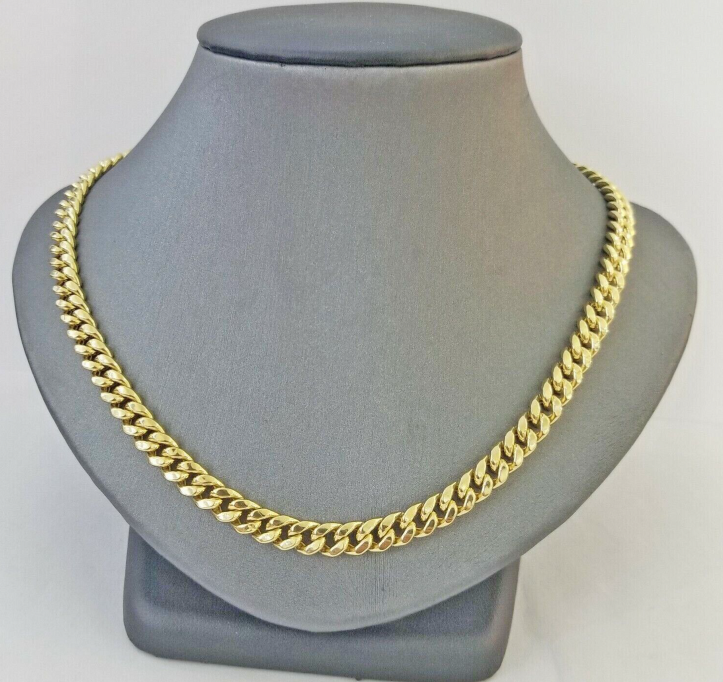 10k Gold Necklace 7mm 18 Inch Short Miami Cuban Link Chain REAL 10kt Yellow Gold