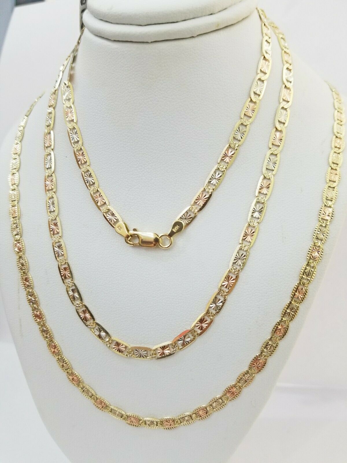 REAL 14kt Gold Necklace Ladies Chain 2mm 3mm 4mm 18"-26" Diamond Cuts Women