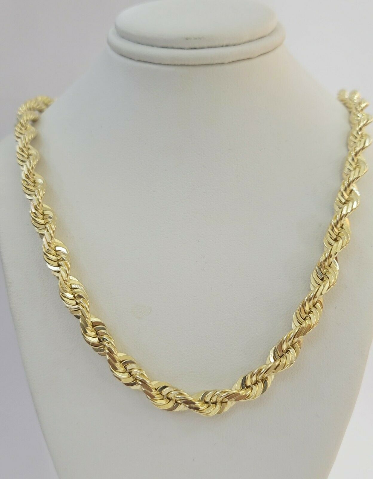 Solid 10k Yellow Gold Rope Chain Pendant Necklace 4mm-10mm Diamond Cut 18