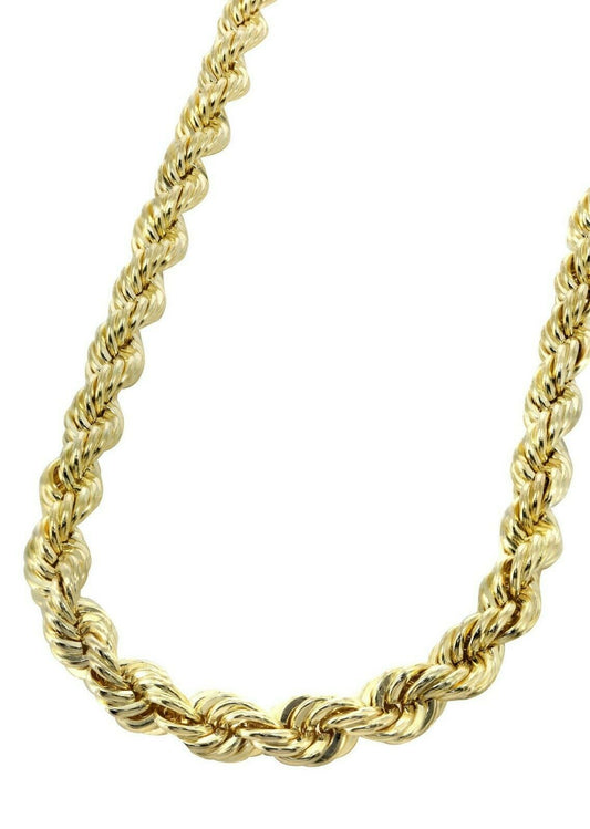 22" Real 10k Yellow Gold Rope Chain Necklace 7mm Men's 22" Inch New Diamond Cuts