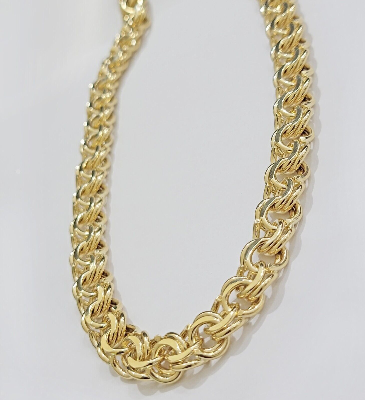 10k Yellow Gold Chain Chino Necklace Solid Link 9mm 20 Inch Real 10kt Box Clasp