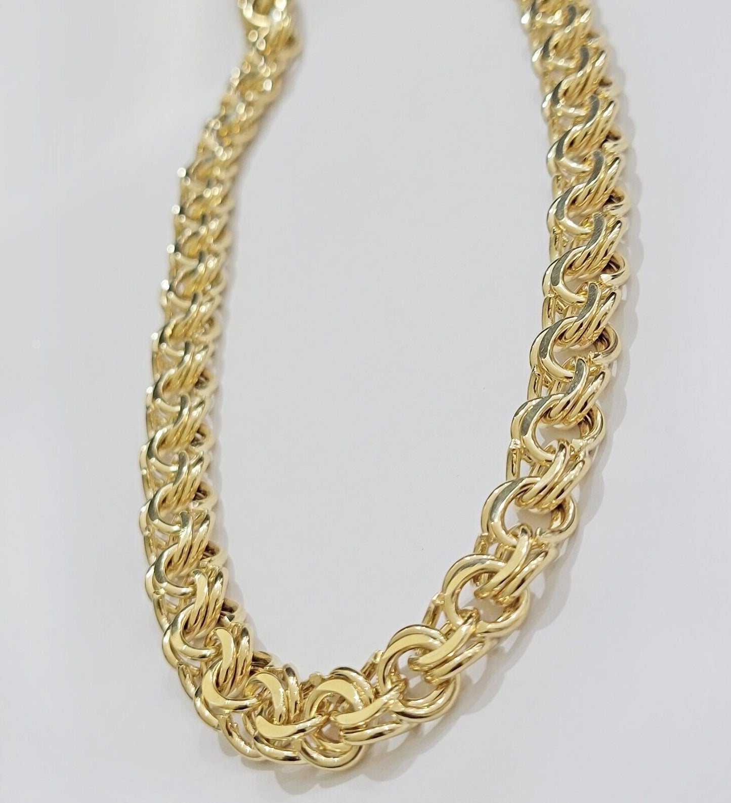 10k Yellow Gold Chain Chino Necklace Solid Link 9mm 20 Inch Real 10kt Box Clasp
