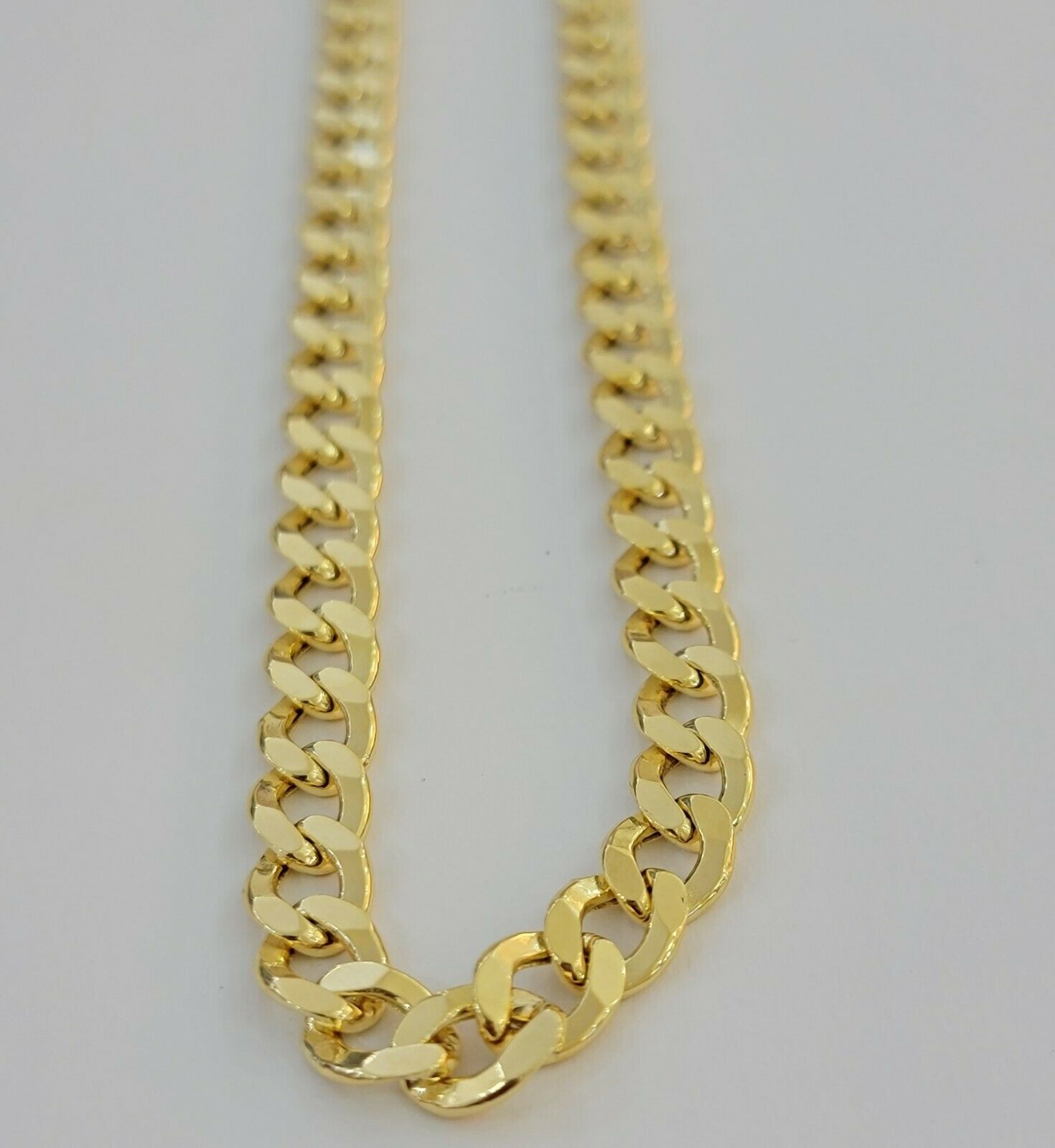 Mens 10k Gold Chain 8mm Cuban Curb Link Necklace 22