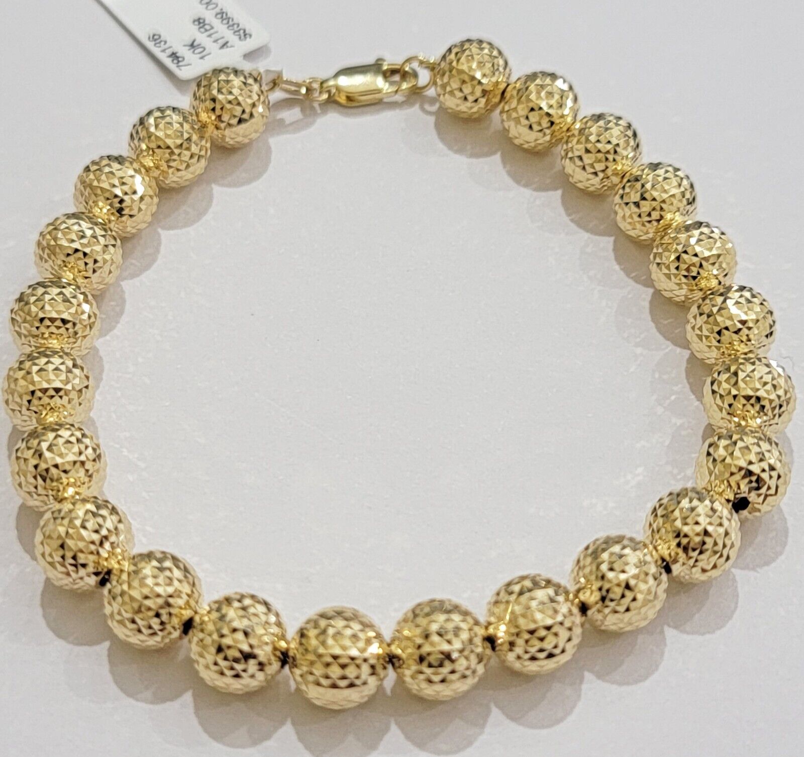 10k Yellow Gold Bracelet Moon Cut Diamond cuts 9 Inch 9mm Tennis, Men Women REAL