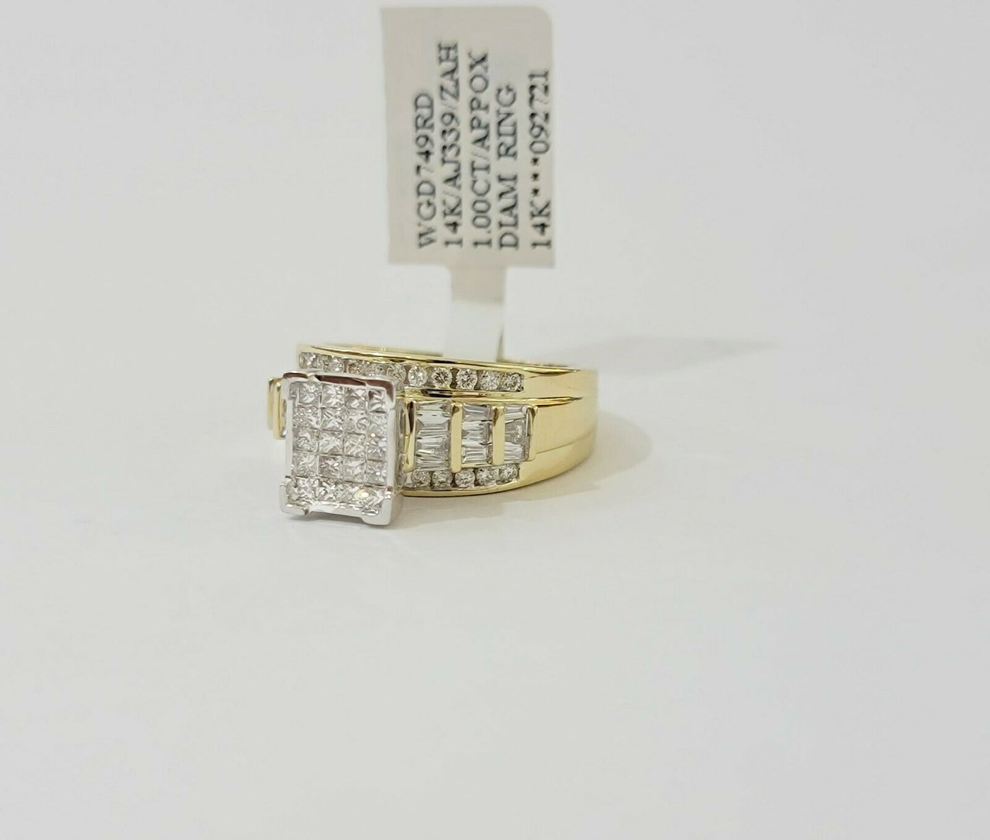 14k Yellow Gold 1CT Diamond Ladies Ring Princess Cut Baguette Round Diamd, Women